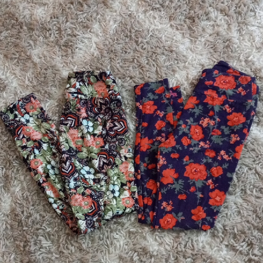 LuLaRoe Floral Leggings Multicolor Stretchy
